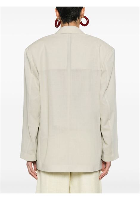 Beige sheer single-breasted blazer - women PHILOSOPHY DI LORENZO SERAFINI | A050521250482